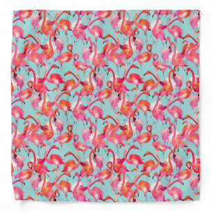 Watercolor Flamingos Gathered Bandana