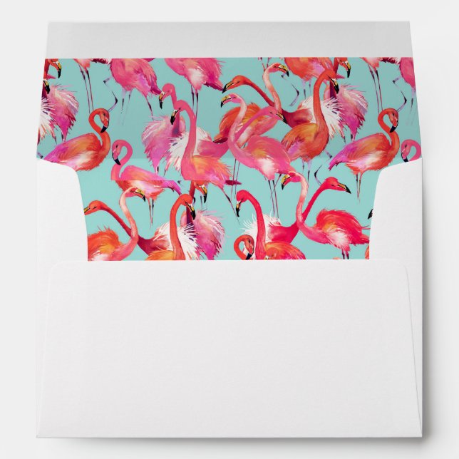 Watercolor Flamingos Gathered Envelope (Back (Bottom))