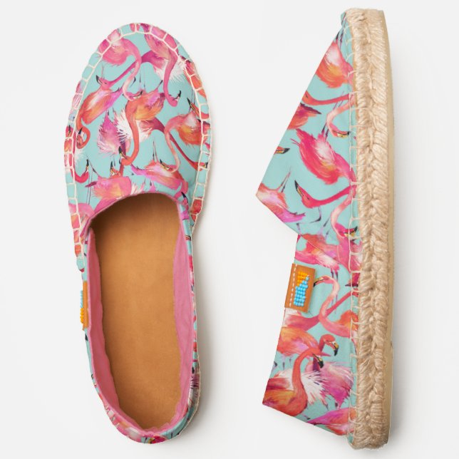 Watercolor Flamingos Gathered | Monogram Espadrilles (Side)