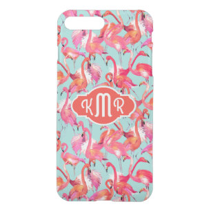 Watercolor Flamingos Gathered Monogram iPhone 8 Plus/7 Plus Case