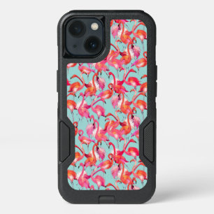Watercolor Flamingos Gathered iPhone 13 Case