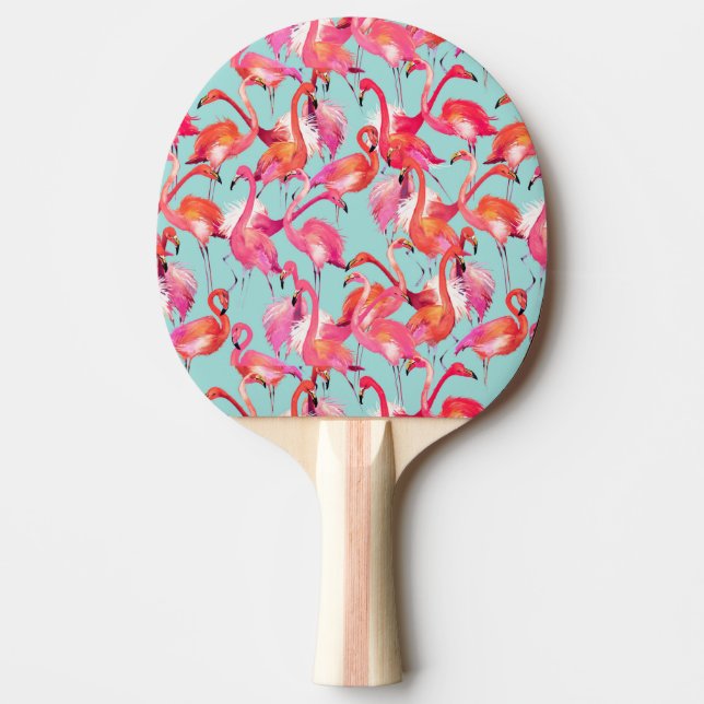 Watercolor Flamingos Gathered Ping-Pong Paddle (Front)