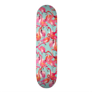 Watercolor Flamingos Gathered Skateboard