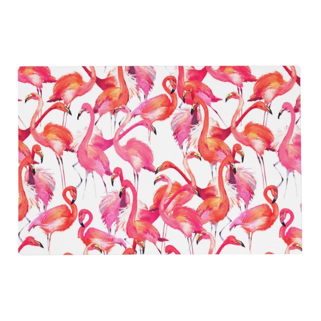 Watercolor Flamingos In Watercolors 2 Placemat (Front)