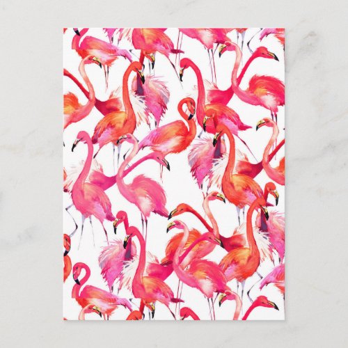 Watercolor Flamingos In Watercolors 2 Postcard