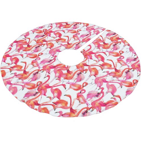 Watercolor Flamingos In Watercolors Brushed Polyester Tree Skirt