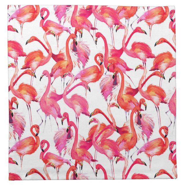 Watercolor Flamingos In Watercolors Cloth Napkin (Front)