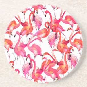 Watercolor Flamingos In Watercolors Drink Coaster