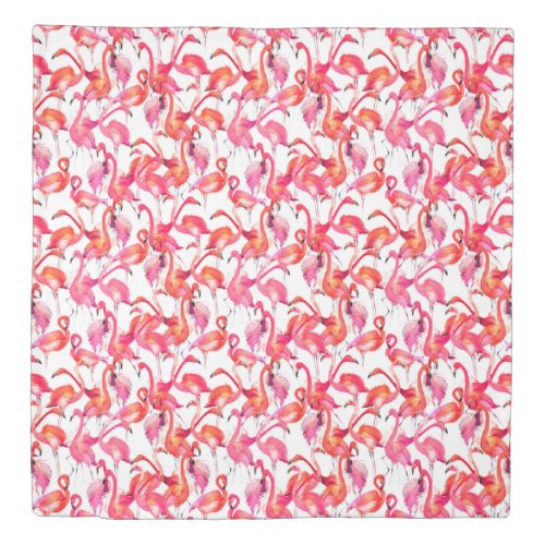 Watercolor Flamingos In Watercolors Duvet Cover