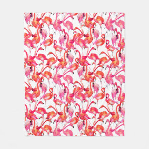 Watercolor Flamingos In Watercolors Fleece Blanket
