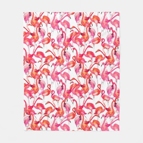 Watercolor Flamingos In Watercolors Fleece Blanket