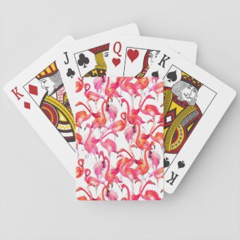Watercolor Flamingos In Watercolors Playing Cards by tropicaldelight at Zazzle