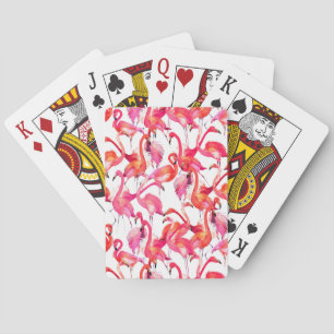 Watercolor Flamingos In Watercolors Poker Cards