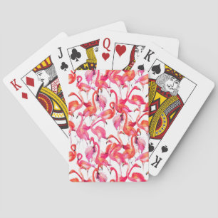 Watercolor Flamingos In Watercolors Poker Cards