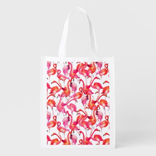 Watercolor Flamingos In Watercolors Reusable Grocery Bag