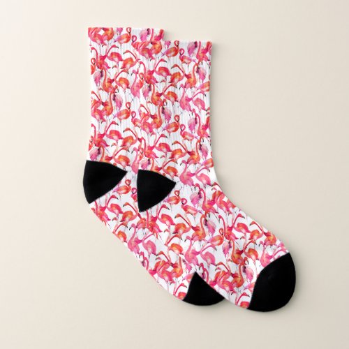 Watercolor Flamingos In Watercolors Socks