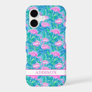 Watercolor Flamingos Monogrammed iPhone 17 Case