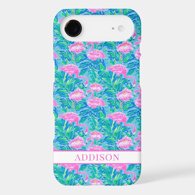 Watercolor Flamingos Monogrammed Case-Mate iPhone Case (Back)