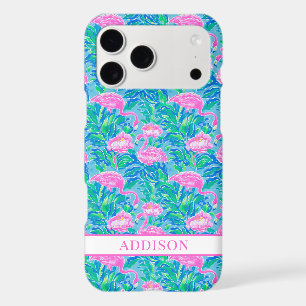 Watercolor Flamingos Monogrammed iPhone 17 Pro Max Case