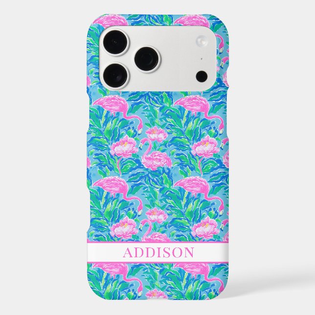 Watercolor Flamingos Monogrammed Case-Mate iPhone Case (Back)