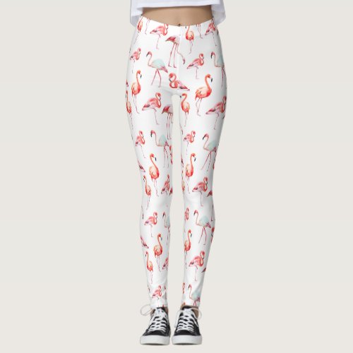 Watercolor Flamingos Patterned Leggings