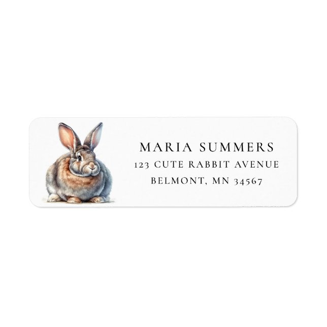 Watercolor Flemish Giant Rabbit Address Label (Front)