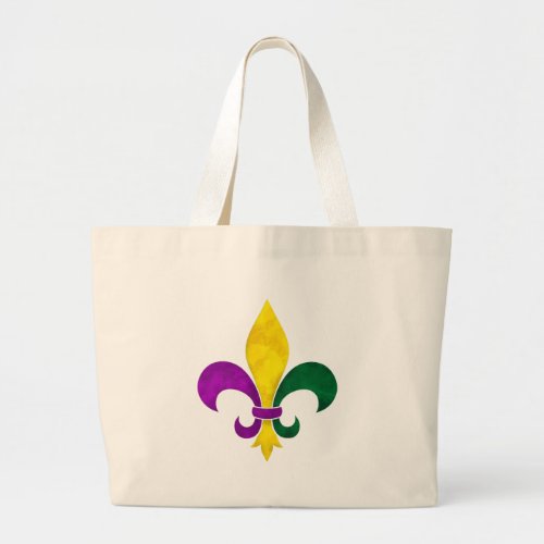 watercolor fleur de lis large tote bag