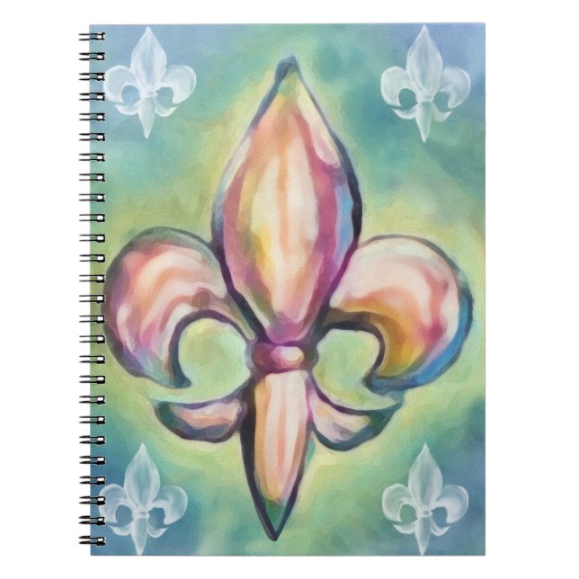 Watercolor Fleur de Lis Notebook (Front)