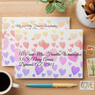 Watercolor Floating Hearts (Customizable) Envelope