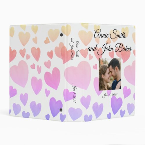 Watercolor Floating Hearts (Customizable) Mini Binder