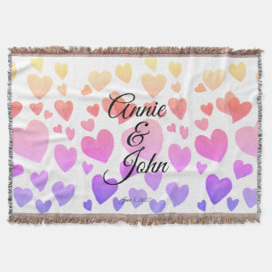 Watercolor Floating Hearts (Customizable) Throw Blanket