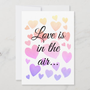 Watercolor Floating Hearts Engagement card
