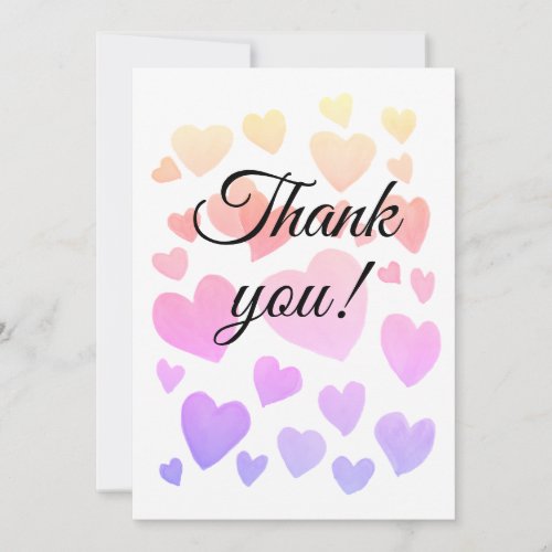 Watercolor Floating Hearts Thank You card