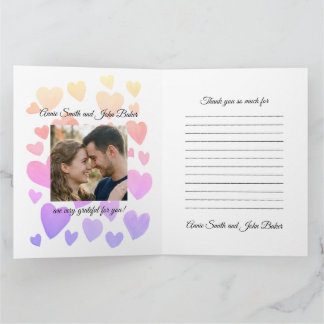 Watercolor Floating Hearts Thank You card