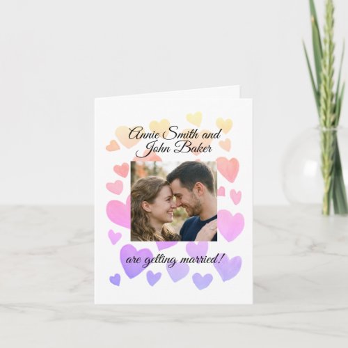 Watercolor Floating Hearts Wedding Invitation