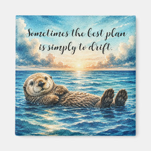 Watercolor Floating Sea Otter w/ Quote Magnet