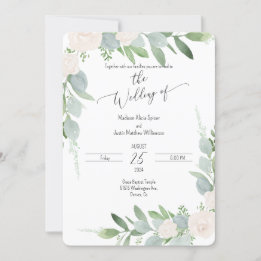 Watercolor Flora Blush Wedding Invitation