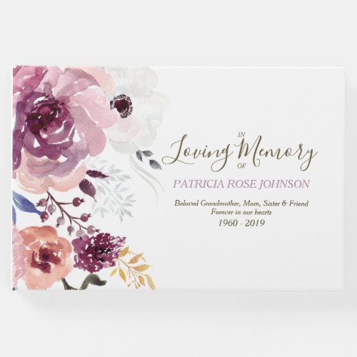Watercolor Flora Rose Memorial Funeral Remembrance