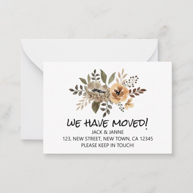 Watercolor Flora We Have Moved Announcement Card (Front)
