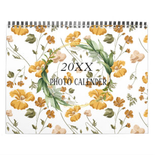Watercolor Floral 12 Photo Calender with Notes Ca Calendar