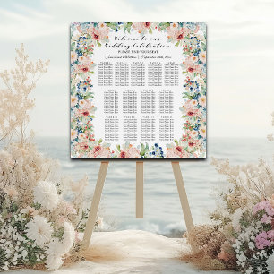 Watercolor Floral 13 Tables Wedding Seating Foam Board