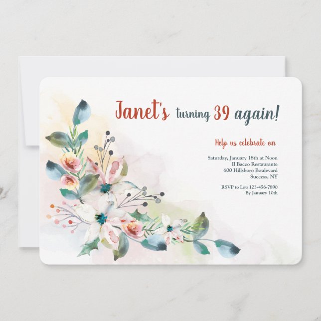 Watercolor Floral 2 Invitation (Front)