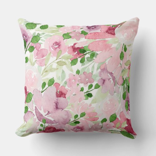 Watercolor floral 2 throw pillow