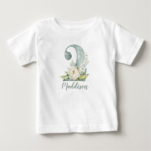 Watercolor Floral 2nd Birthday T_Shirt