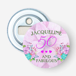 Watercolor Floral 50 and Fabulous Bottle Opener