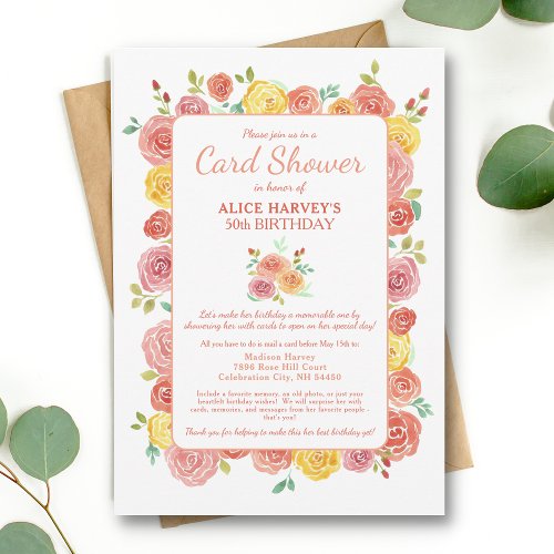 Watercolor Floral    50th Birthday Card Shower