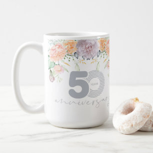 Watercolor Floral 50th Wedding Anniversary Coffee Mug