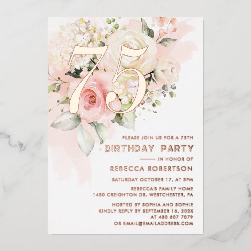 Watercolor Floral 75th Birthday Party