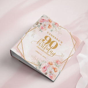 Watercolor Floral 90th Birthday Photo Album Binder