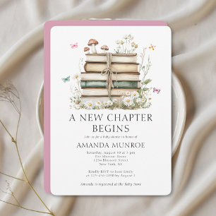 Watercolor Floral A New Chapter Baby Shower Invitation